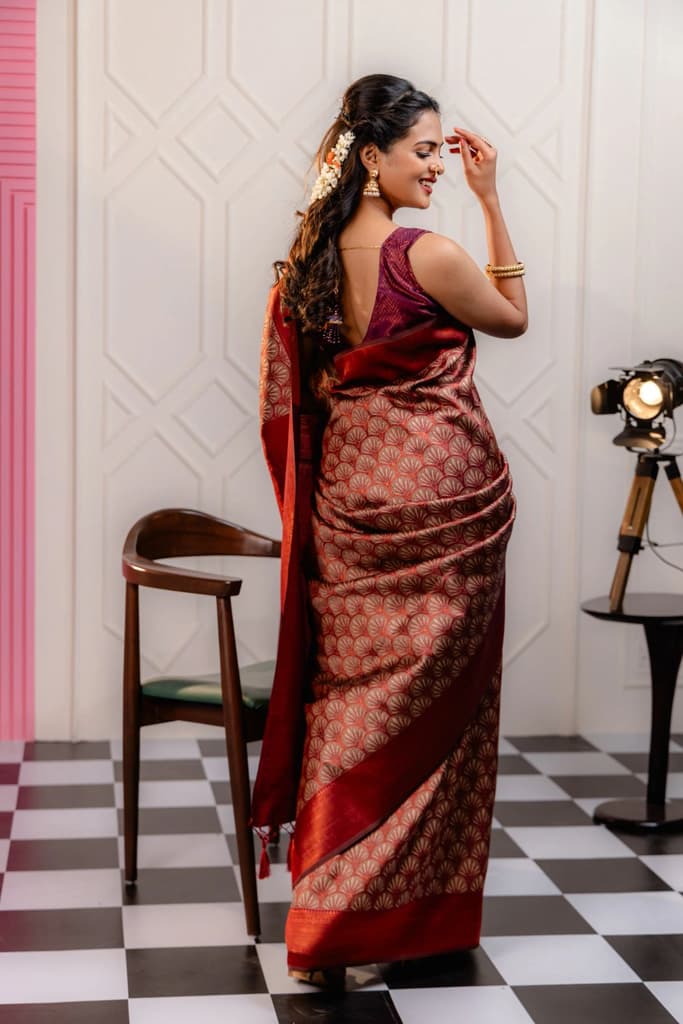 Mimosa Women's Woven Design Kanjivaram Style Art Silk Saree With Blouse Piece : SA00001790MRFREE — photo 4