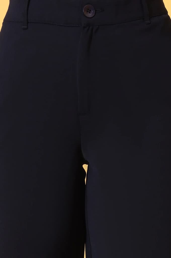 Navy Blue Solid Straight Western Culottes with YKK Zipper — photo 6
