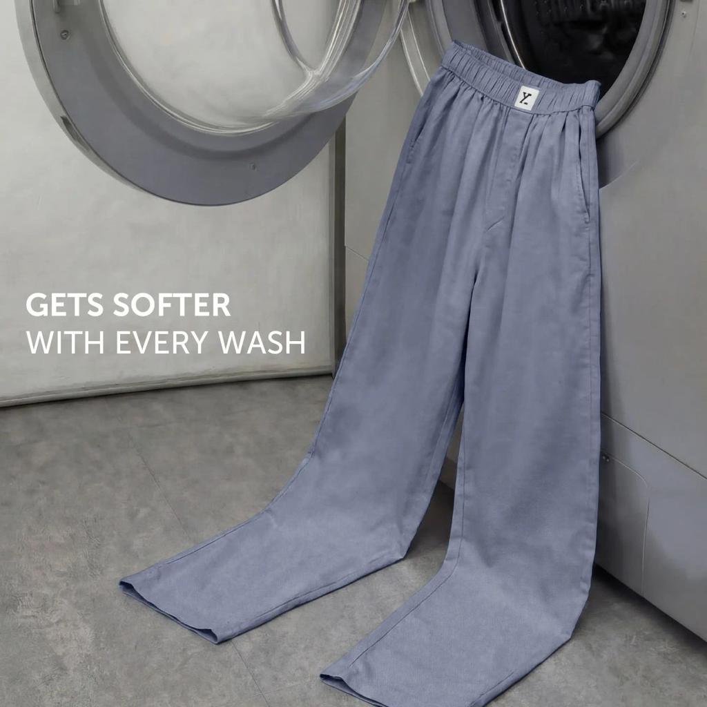 Ultra-Breathable Cotton Chambray Pyjamas - Washed Navy — photo 5