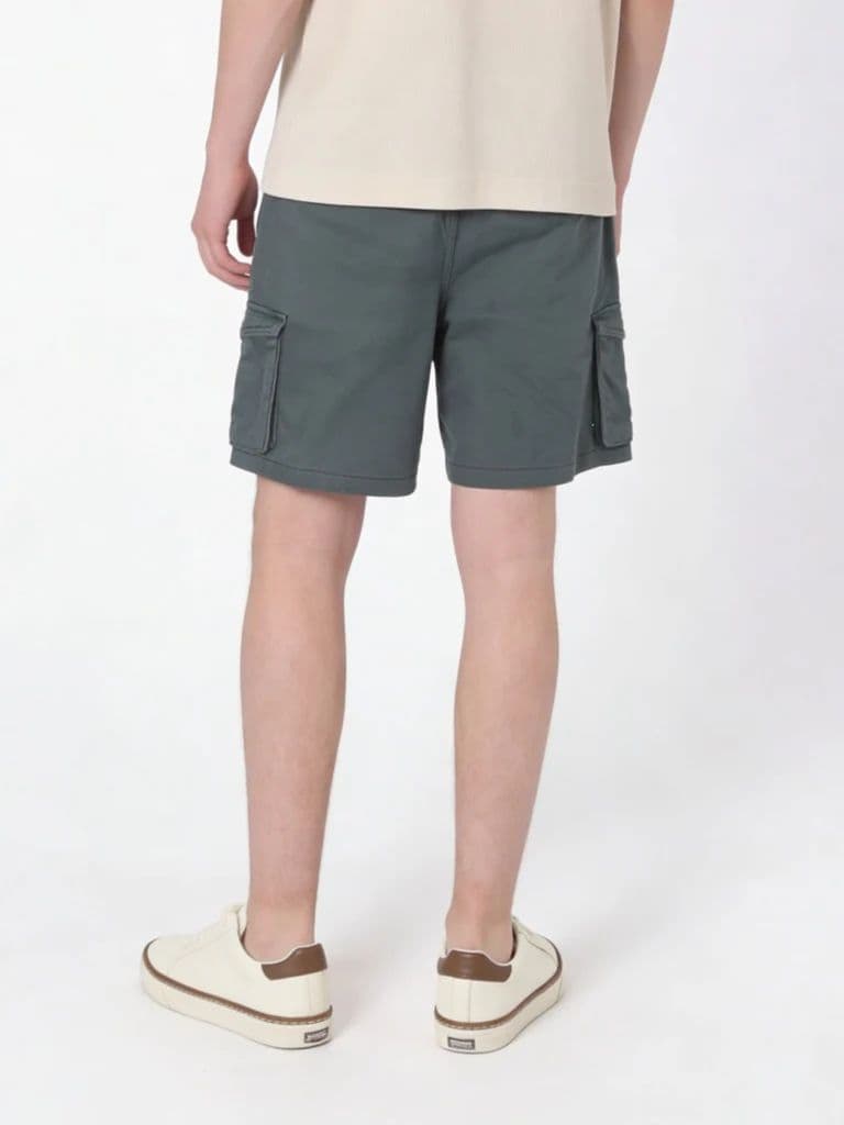 Y&F Kids Boys Olive Green Cargo Pocket Cotton-Blend Shorts — photo 2