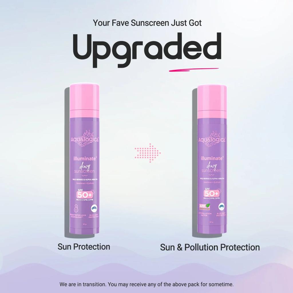 Illuminate+ Dewy Sunscreen In-Vivo Tested SPF 50+ PA++++ with Wild Berries & Alpha Arbutin - 50 g