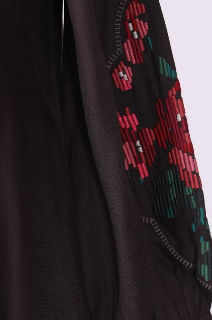 Brown Thread Embroidered Straight Winter Kurta with Pants Co-ord Set — photo 6
