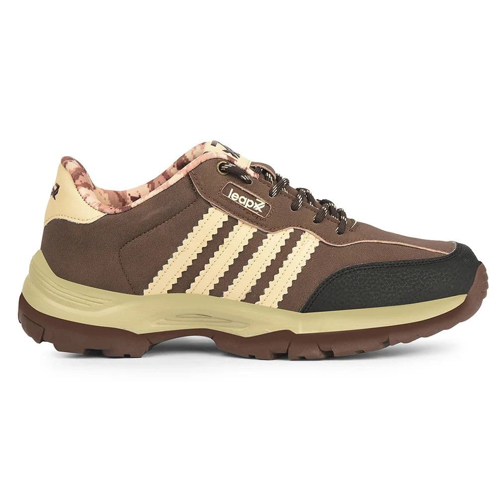 Leap7x Brown Sports Lacing Trekking Shoes For Men COLUMBO By Liberty — photo 2