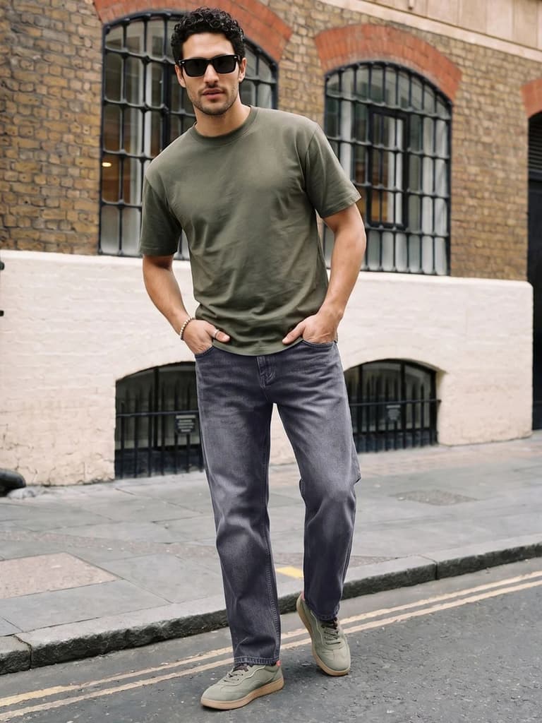 Men's Grey Relaxed Fit Washed Denim Jeans Non-Stretchable — photo 4