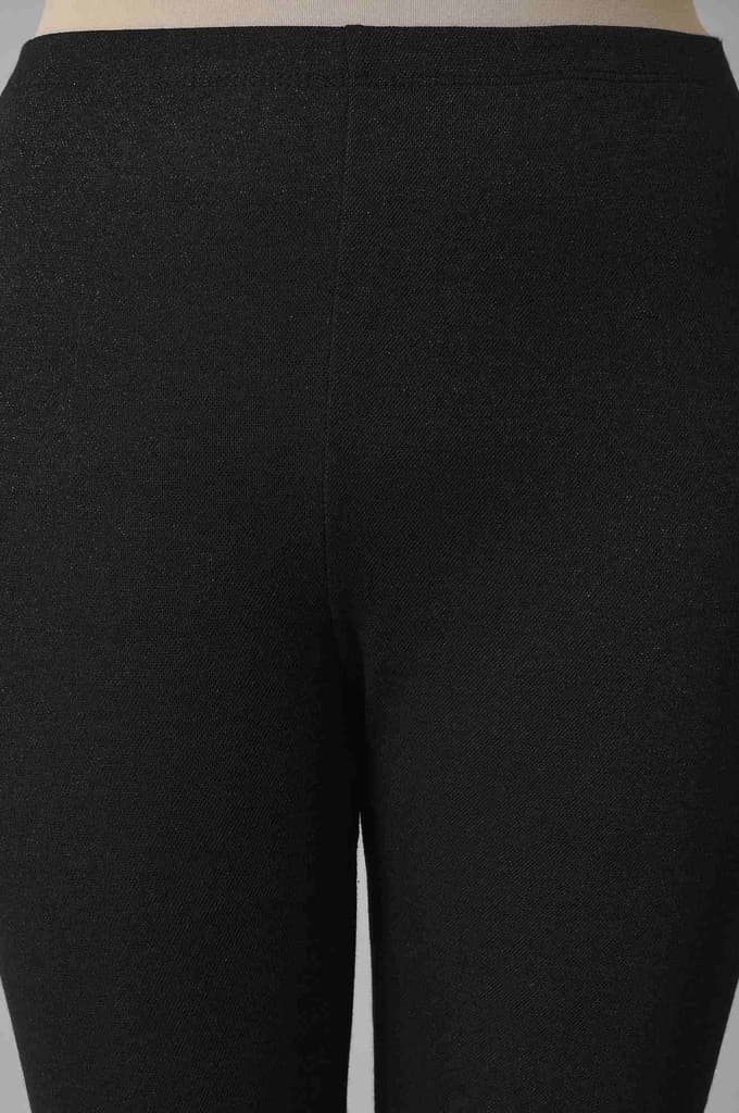Black Solid Skinny Fit Tights With Elasticated Waist — photo 6