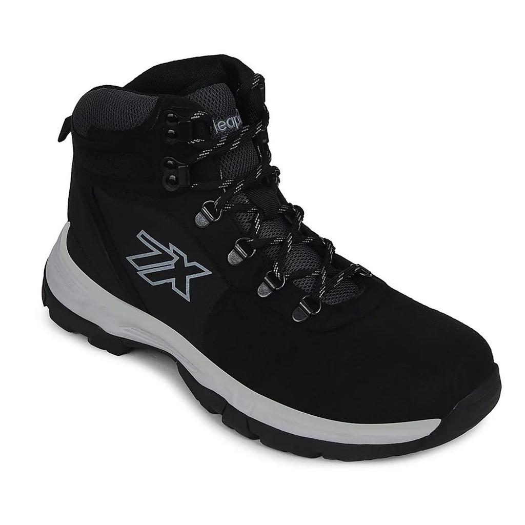 Leap7x Black Sports Lace-Up High Ankle Trekking Shoes For Men PLATINUM-E By Liberty