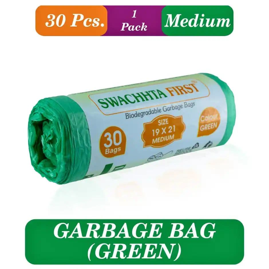 Green Medium Oxo Bio Degradable Garbage Bags-Swachhta First medium (19 x 21 Inches) — photo 2