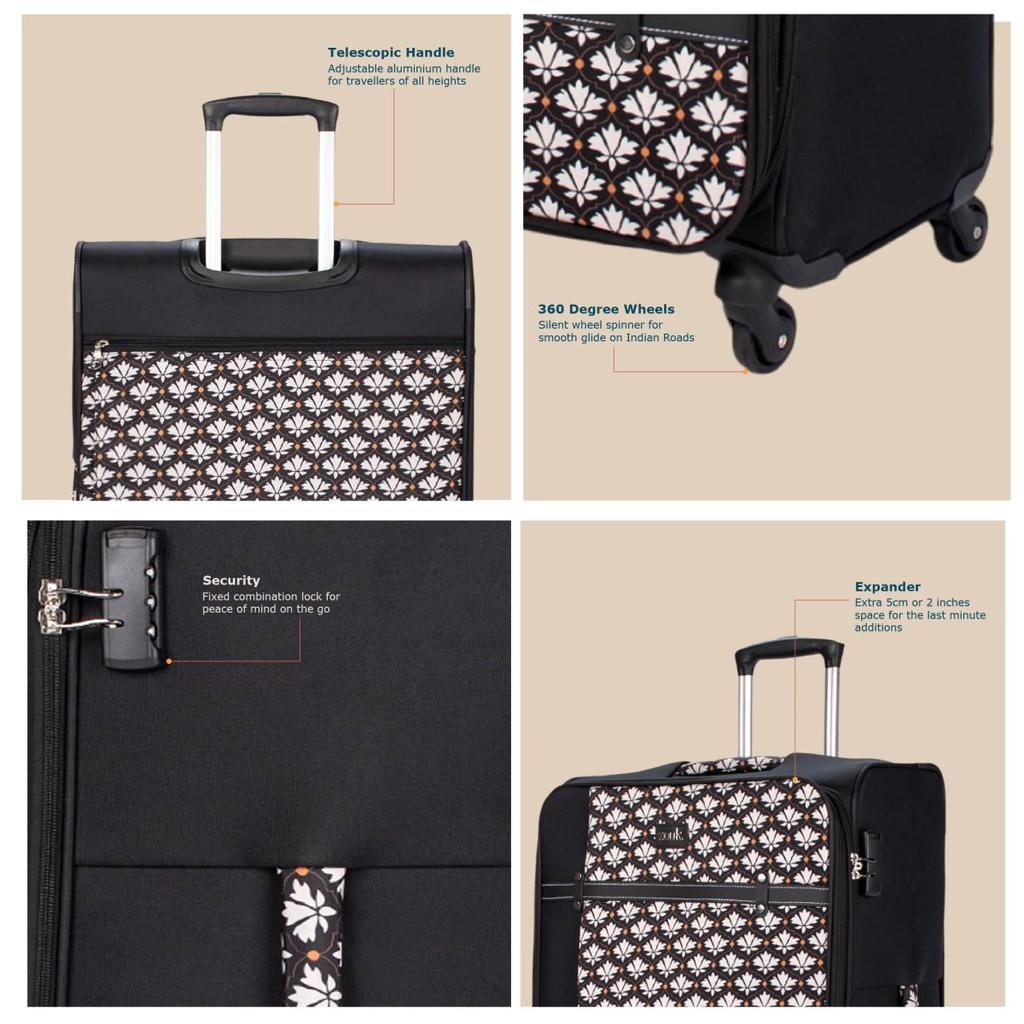 Bidri Kaiser Saira Trolley Bag - Black (Cabin)
