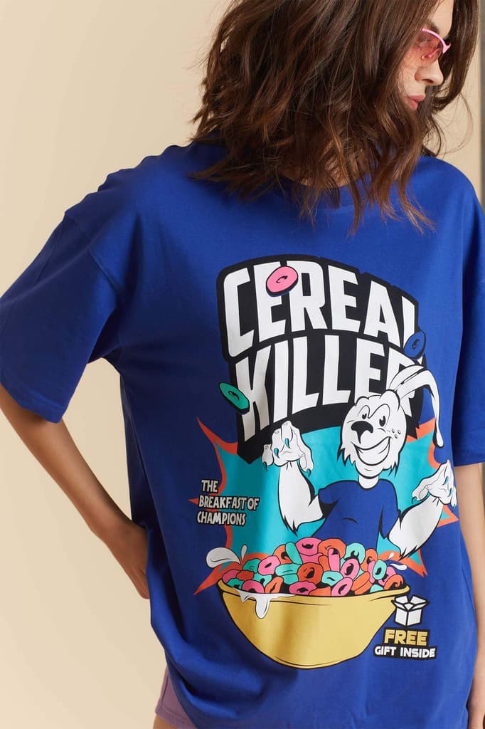 Blue Cereal Killer Oversized T-shirt — photo 3
