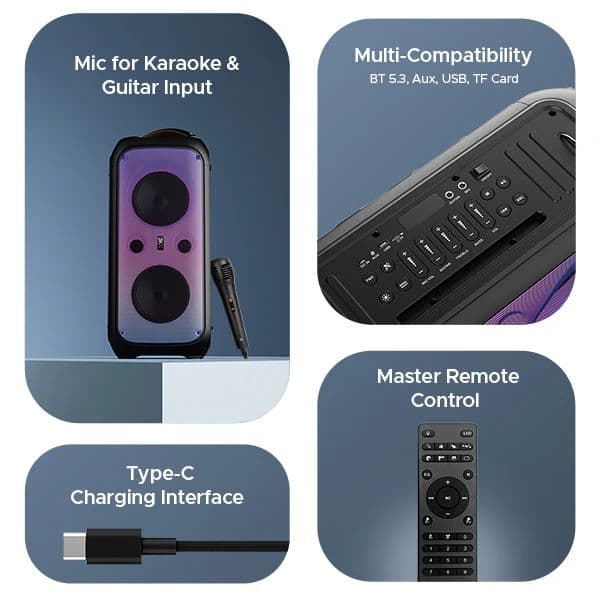boAt Party Pal 300 | Bluetooth Speaker with 120W RMS Stereo Sound, 6 Hours Playback, Mic for karaoke — photo 8