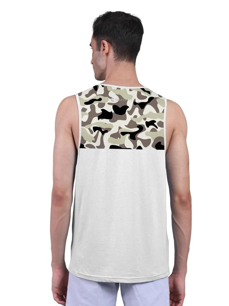 White Active Vest Front Yoke Camouflage Regular Organic Bamboo Vest - Active Fit (Pack Of 1) — photo 4