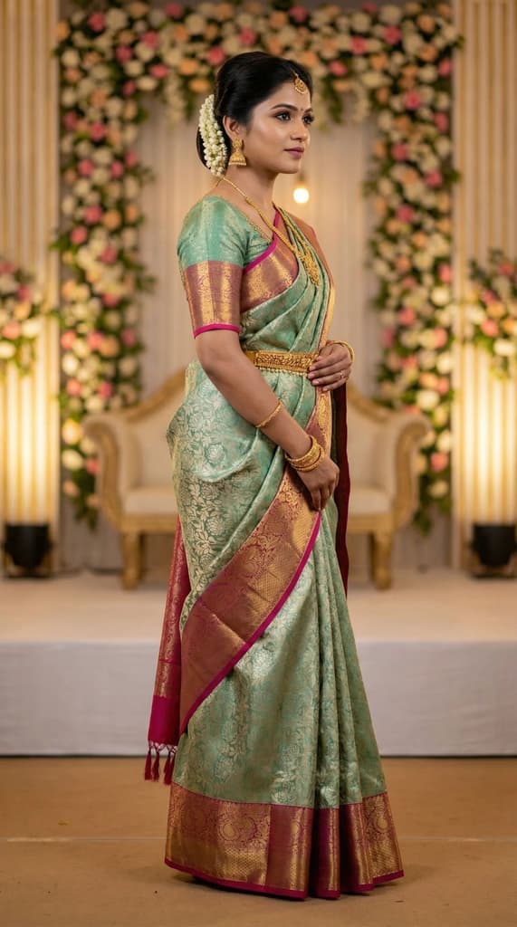 MIMOSA Women's Woven Design Kanjivaram Style Art Silk Saree with Blouse Piece - Rama (SA00002446RMFREE) — photo 2
