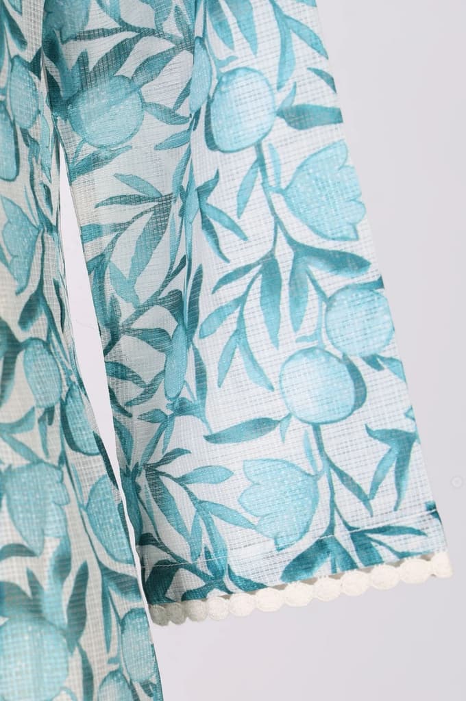 White and Green Floral Printed Kota Straight Kurta with Straight Pants and Dupatta Set — photo 7
