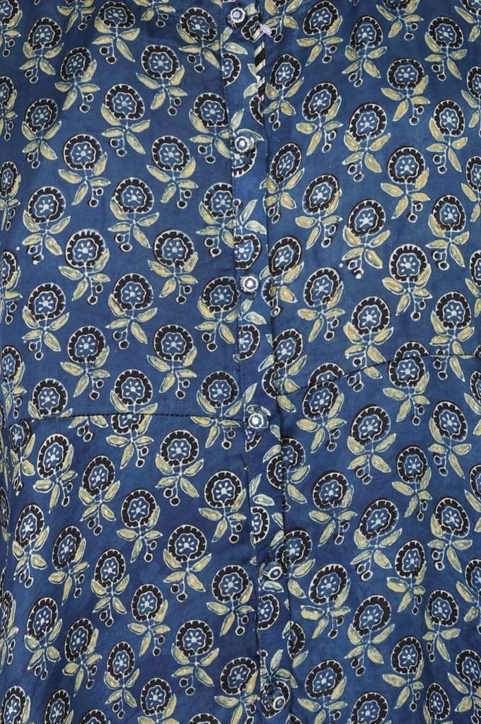 Blue Block Printed Modal Satin A-line Top — photo 2