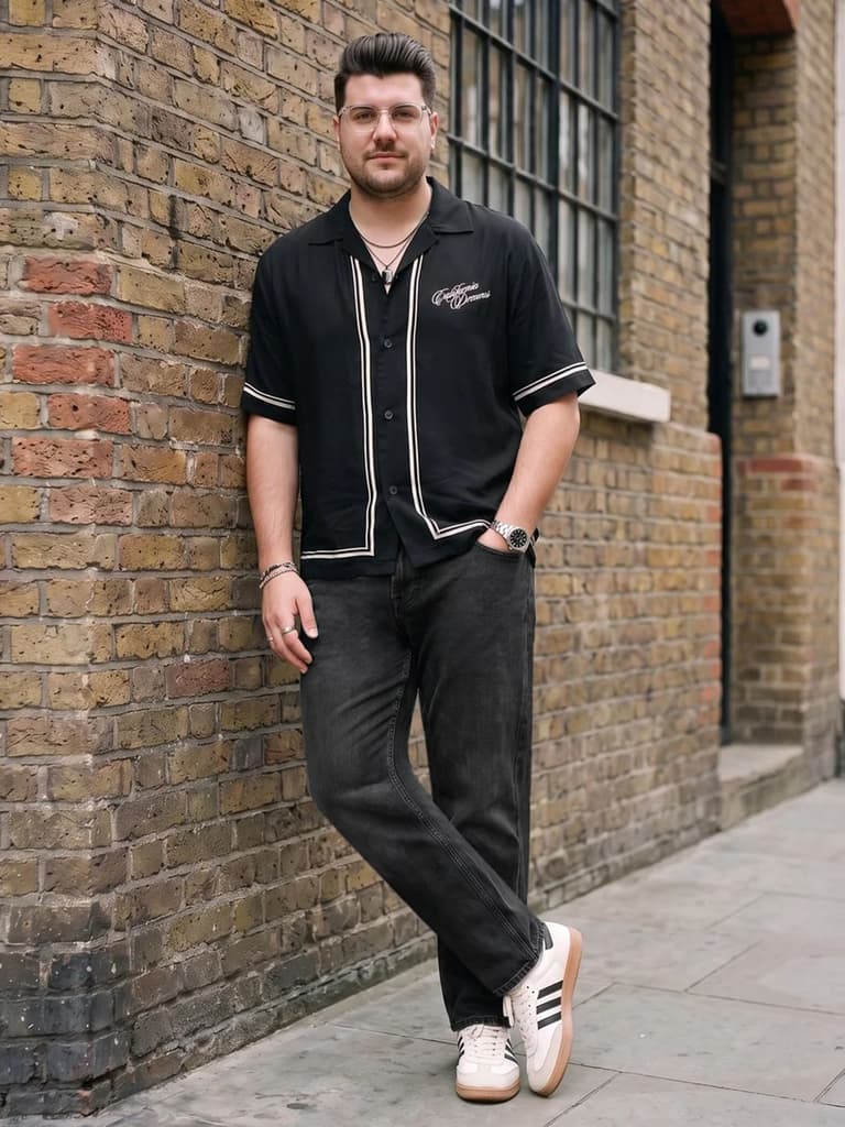 Plus Men's Black Relaxed Fit Washed Denim Jeans Non-Stretchable — photo 4