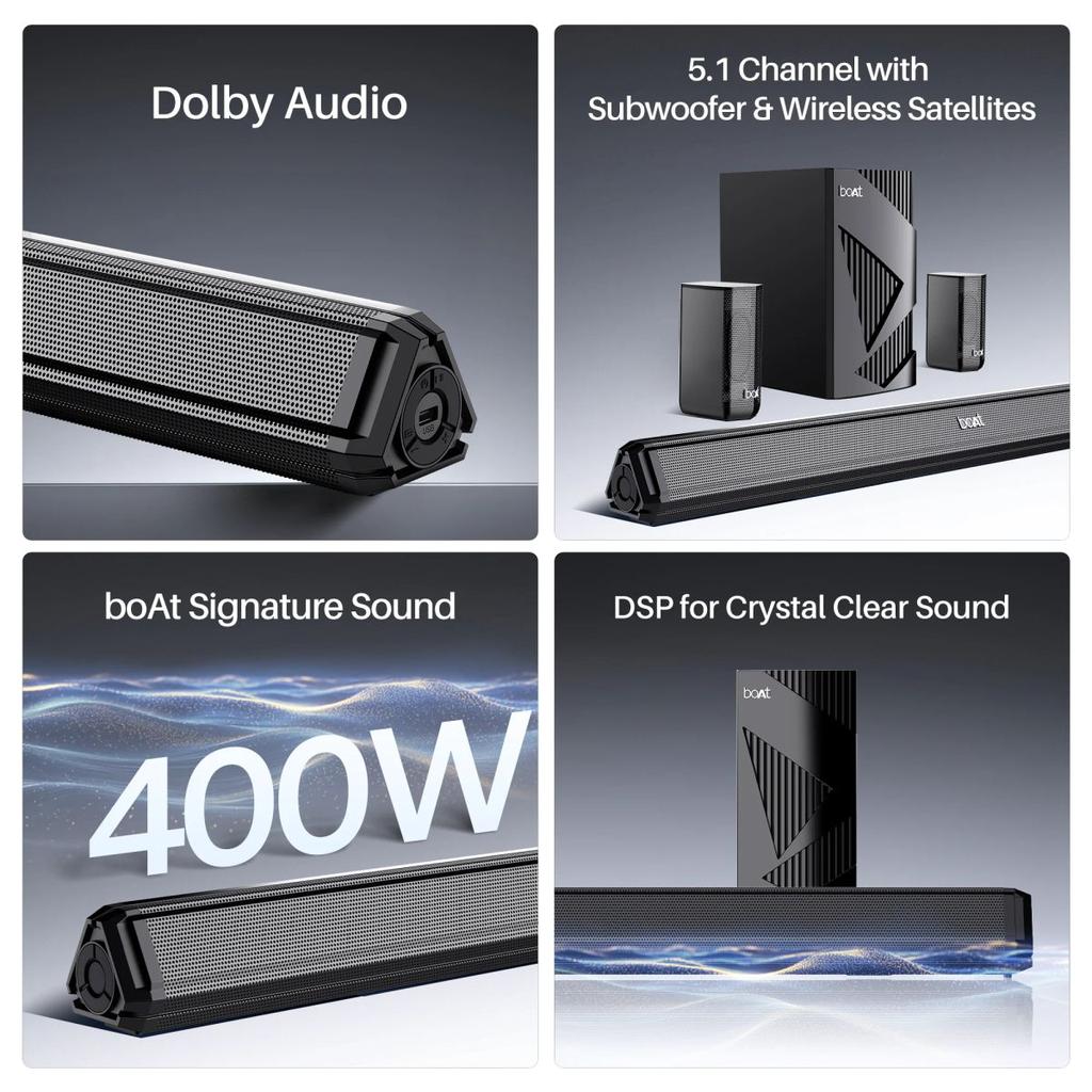 boAt Aavante Bar 3200D Pro | 400W Bluetooth Soundbar, 5.1 Surround Sound System, Dolby Audio, Wall Mountable — photo 5