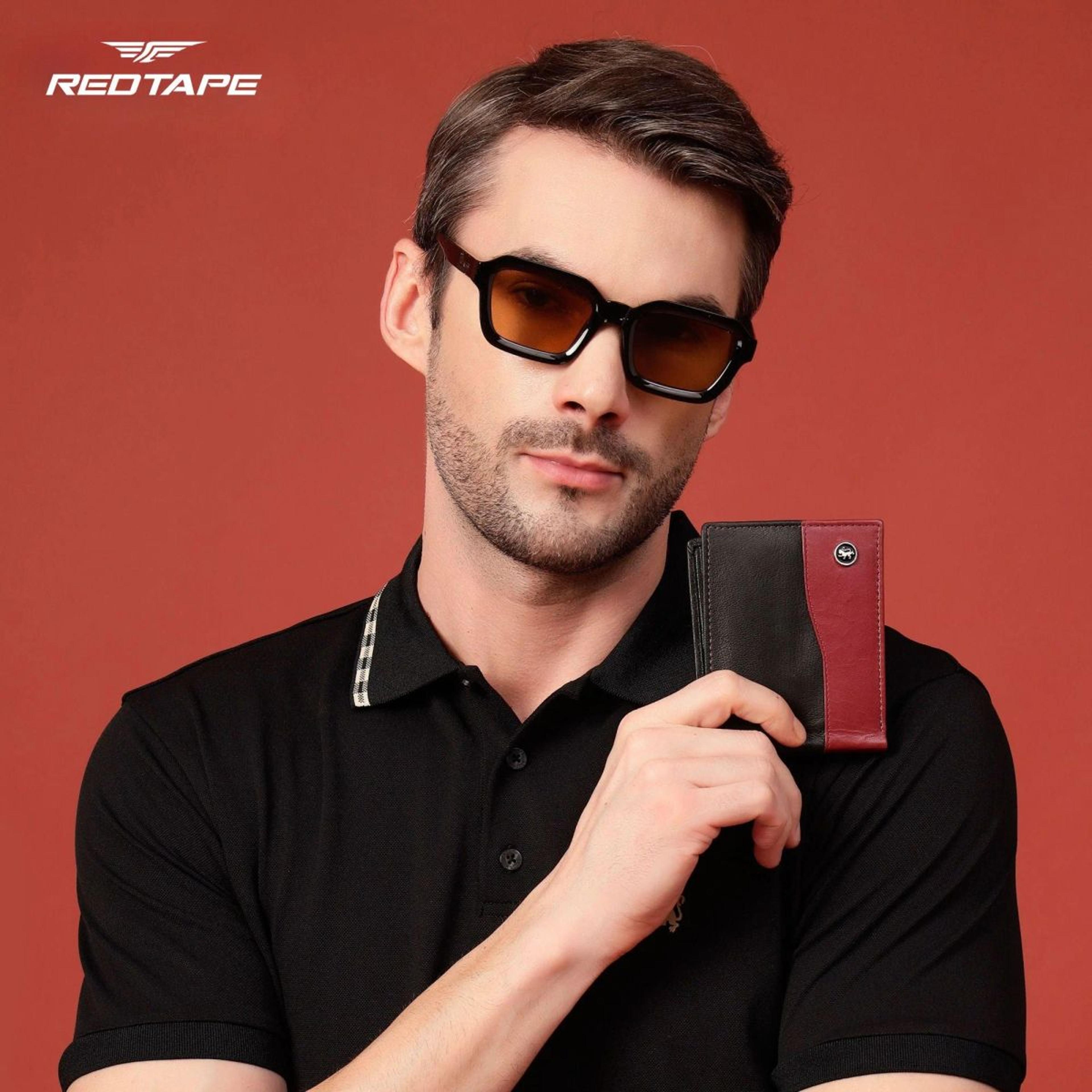 Men’s Black Maroon Colorblocked Genuine Leather Wallet