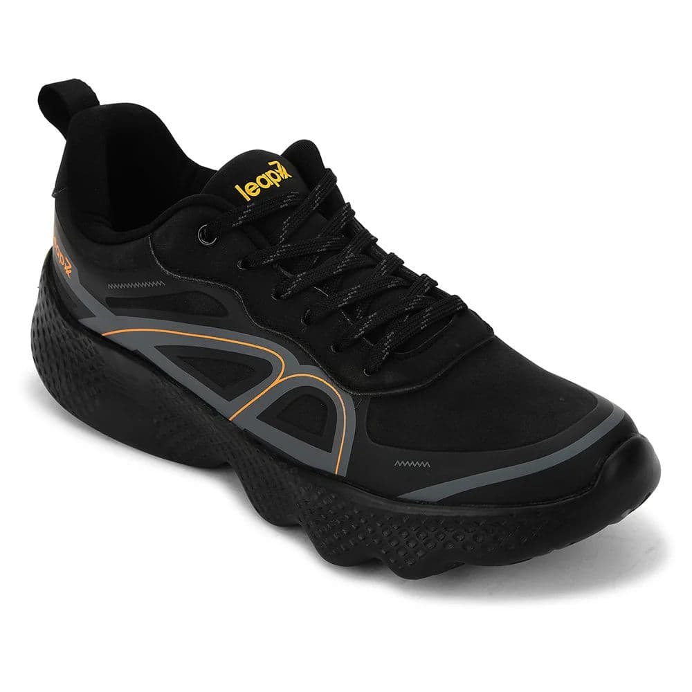 Leap7x Black Sports Lacing Running Shoes For Men WATSON-1E By Liberty — 6/40 / Black