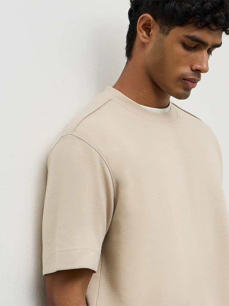Nuoflexx Light Beige Relaxed-Fit T-Shirt — photo 3