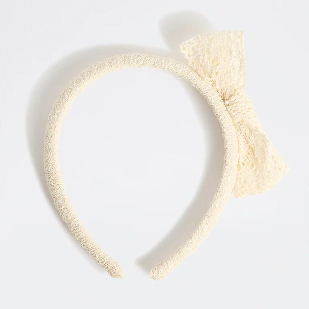 Westside Accessories Cream Lace Bow Hair Band