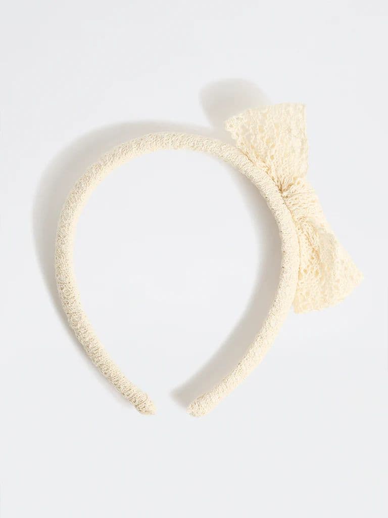 Westside Accessories Cream Lace Bow Hair Band