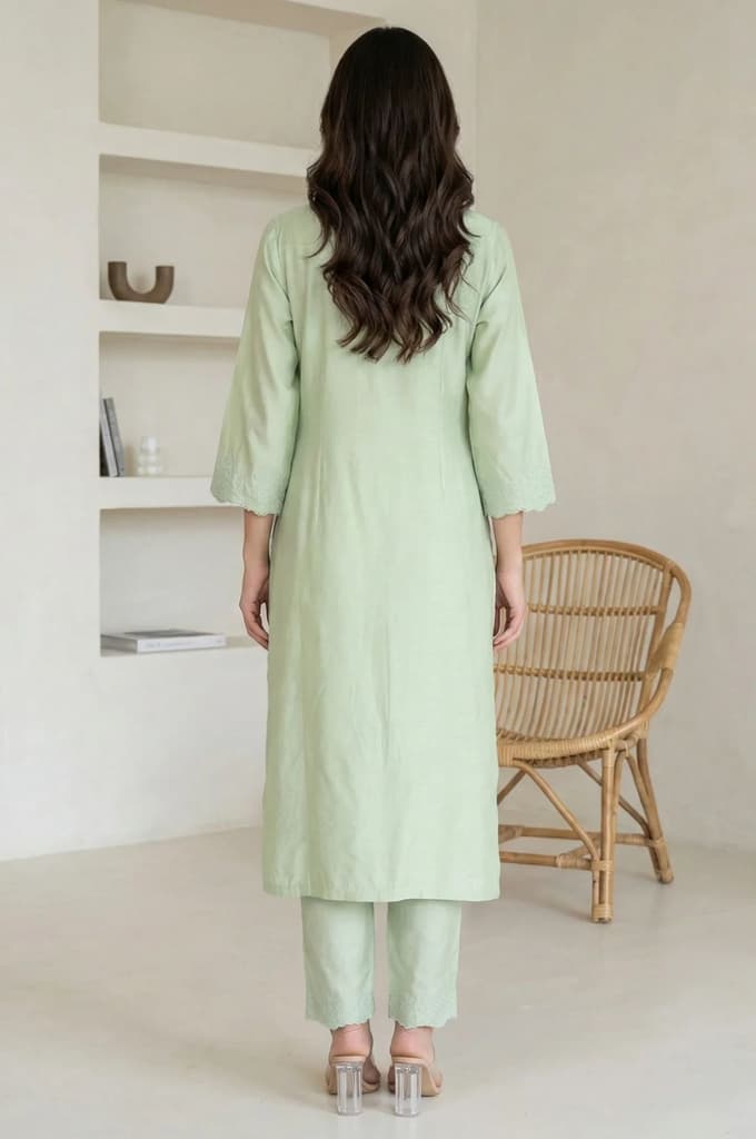 Sea Green Thread Embroidered Straight Kurta — photo 5