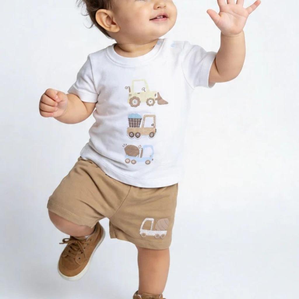 HOP Baby Boys Multicolour Printed Cotton T-Shirt and Shorts Set