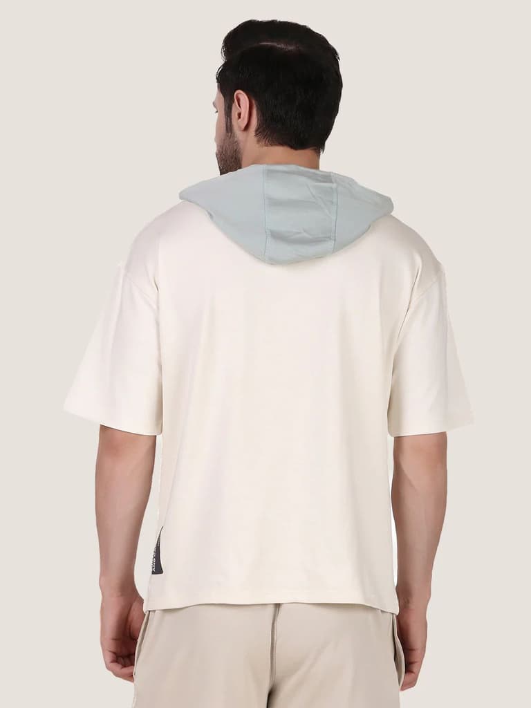 Unisex Blue & White Colourblock Half Sleeve Sweatshirt — photo 4