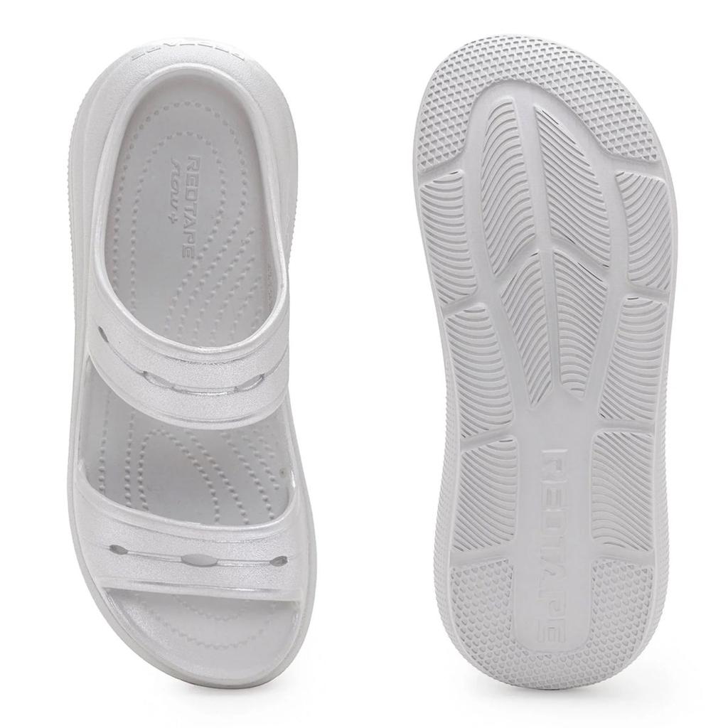 Womens Sliders in Metallic Ice Grey | Casual Pool Sliders — photo 5