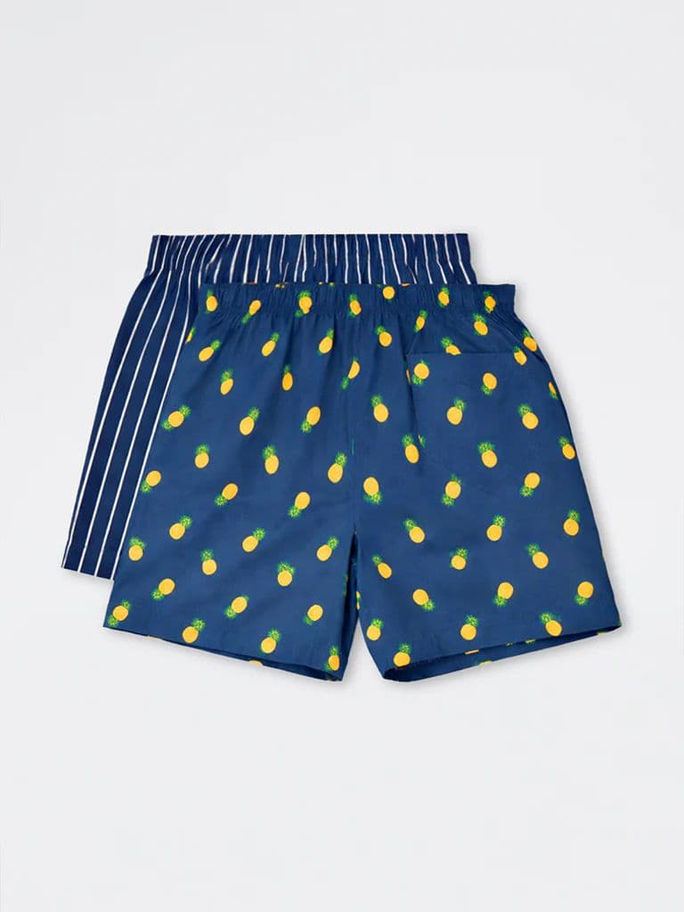 WES Lounge Navy Relaxed-Fit Cotton Boxers - Pack of 2 — photo 2