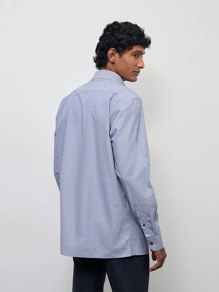 WES Formals Grey Relaxed-Fit Cotton Shirt — photo 4