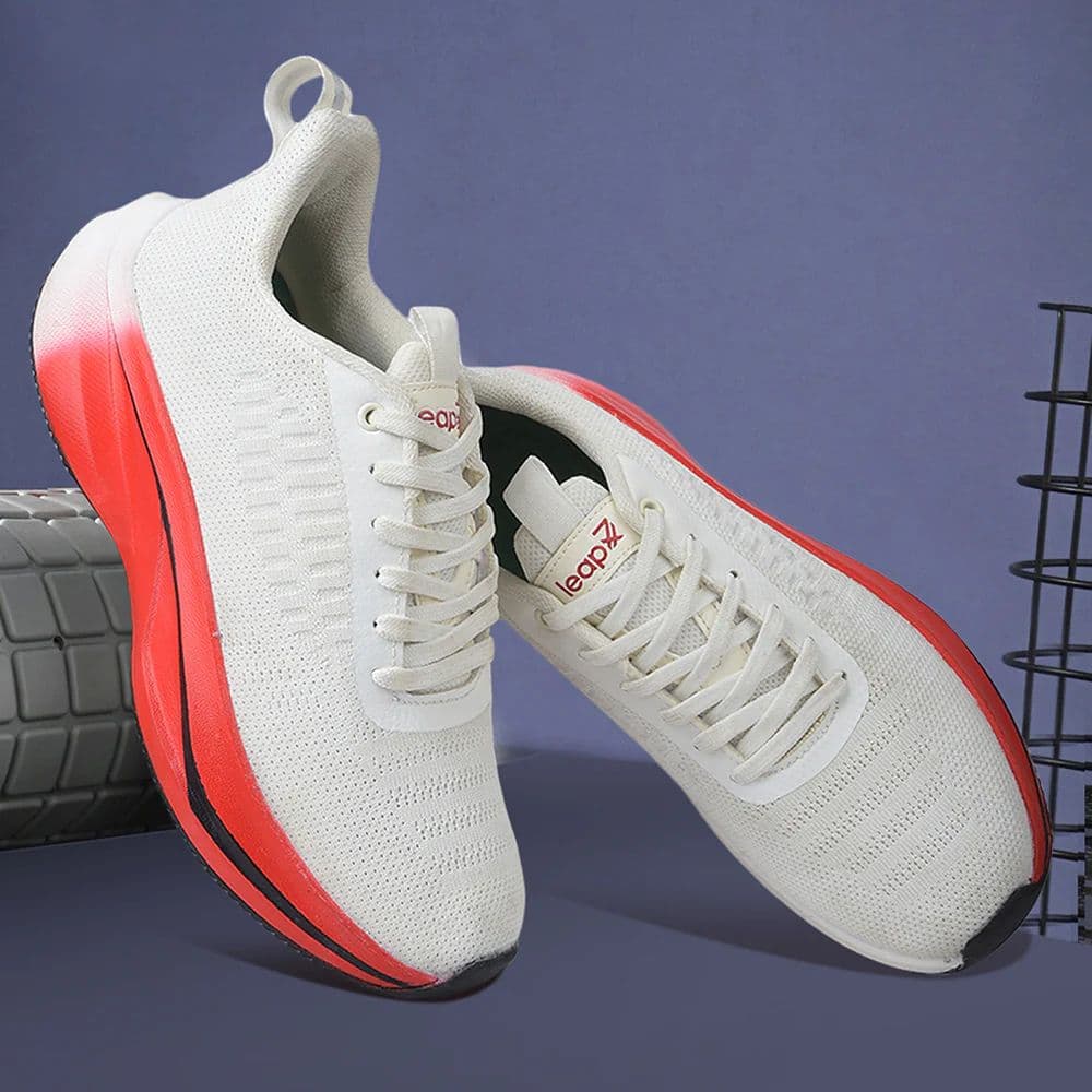 Leap7x White Sports Lacing Running Shoes For Men ROASTER-1E By Liberty — photo 4