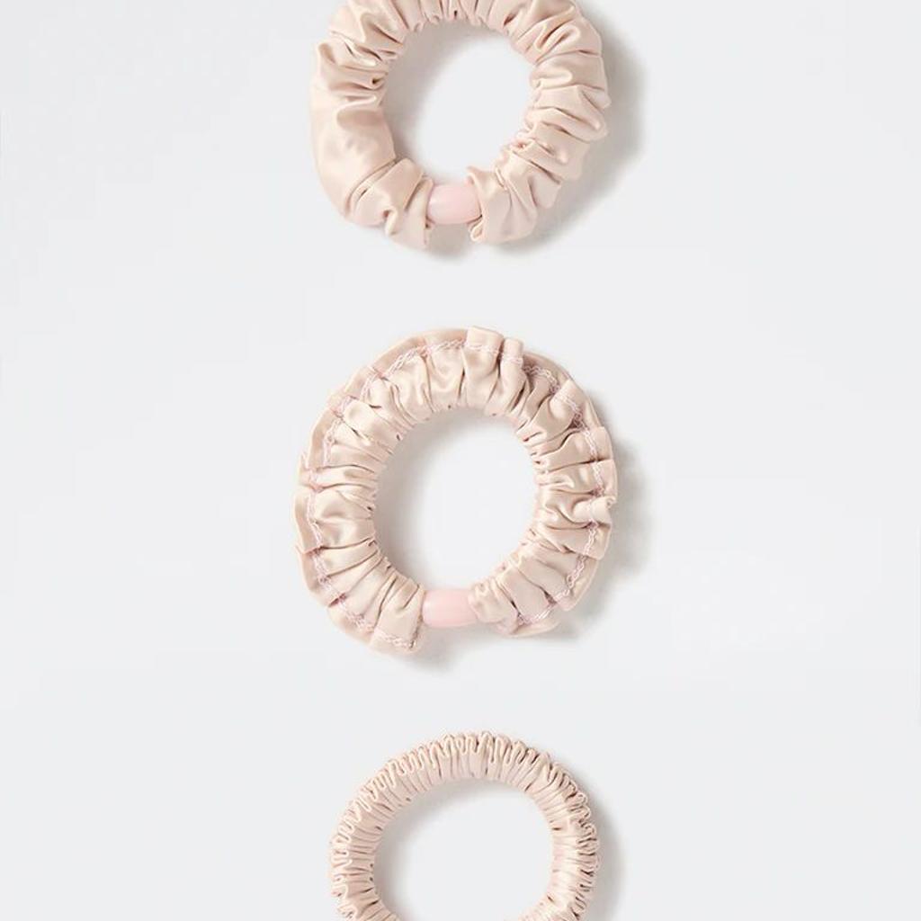 Westside Accessories Champagne Satin Scrunchies - Pack of 3