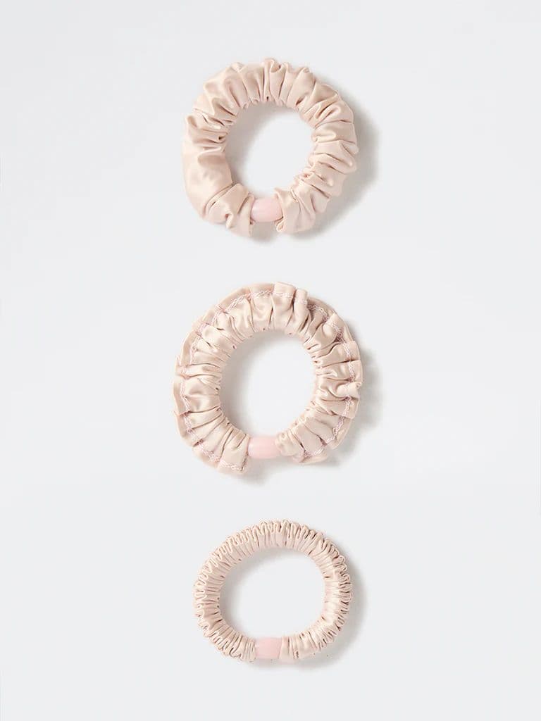 Westside Accessories Champagne Satin Scrunchies - Pack of 3