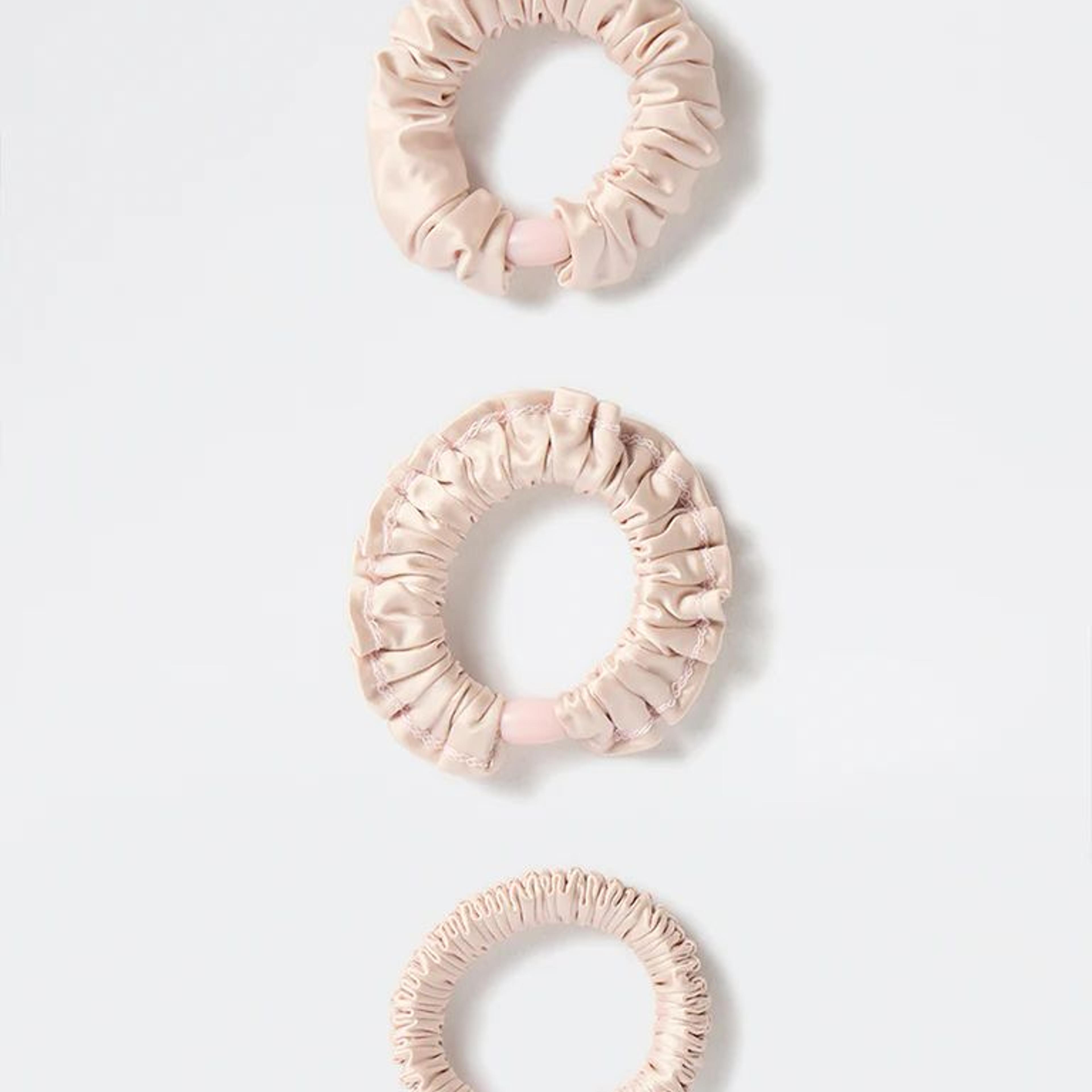 Westside Accessories Champagne Satin Scrunchies - Pack of 3