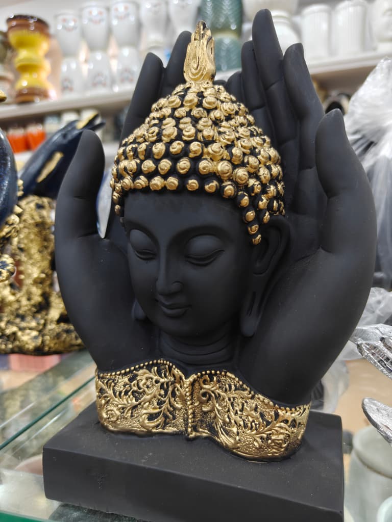 Black Buddha Statue | Gold Decoration | Home Decor