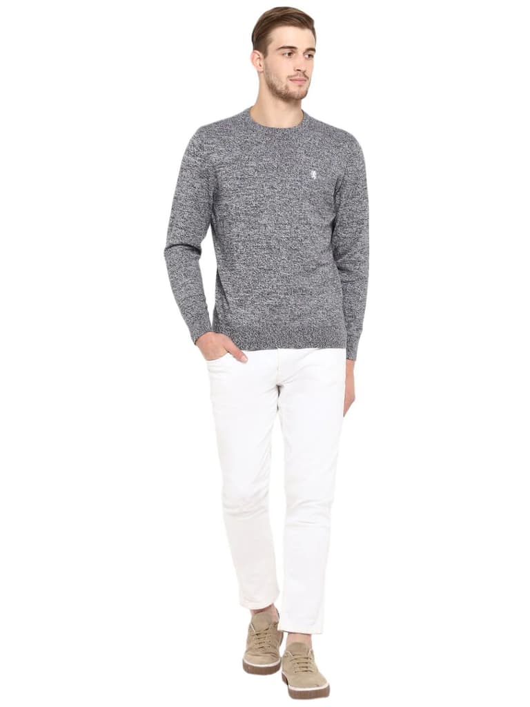 Sweaters for Men in Black | Cotton Round Neck Full Sleeve Sweater — photo 4