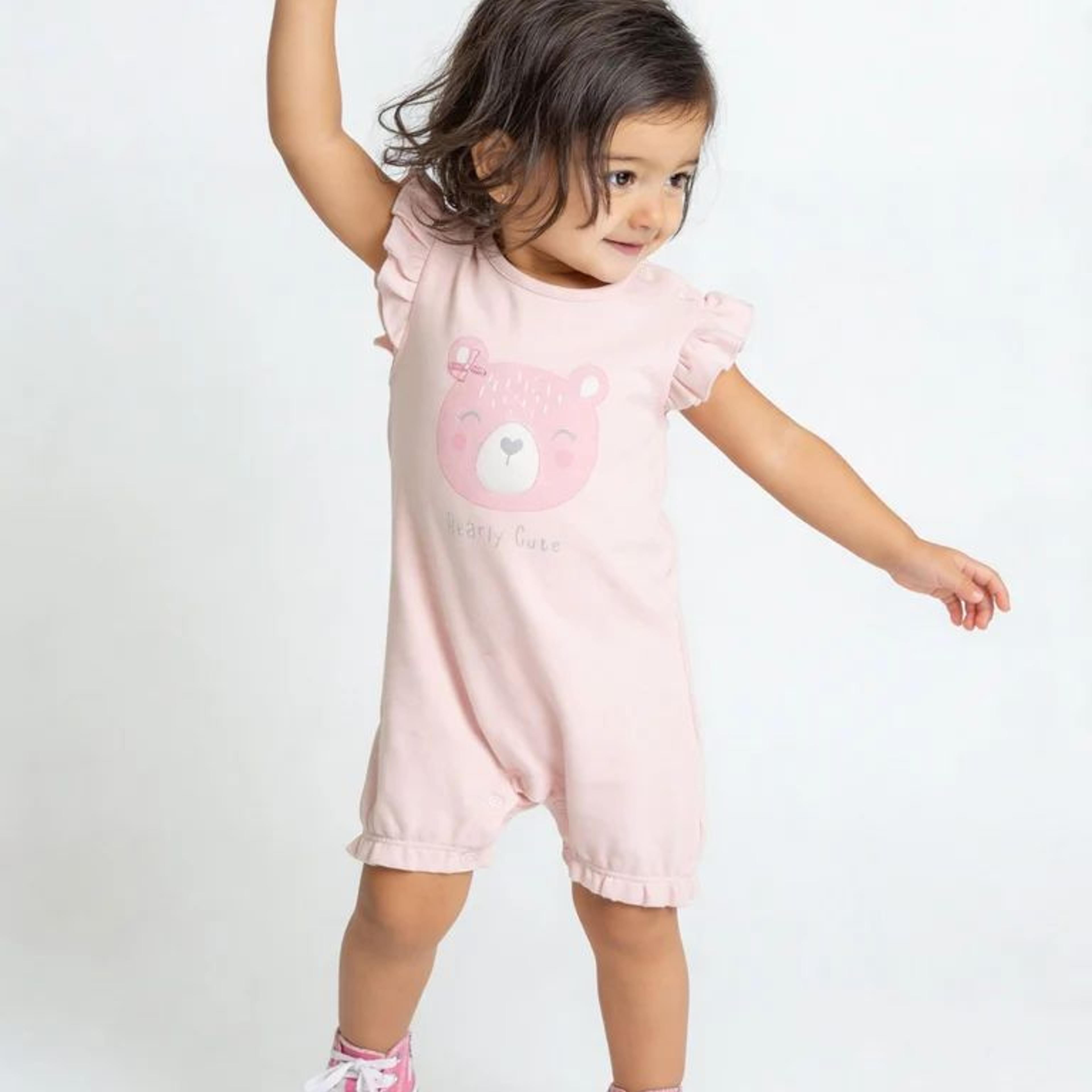 HOP Baby Girls Pink Printed Cotton Romper - Pack of 3