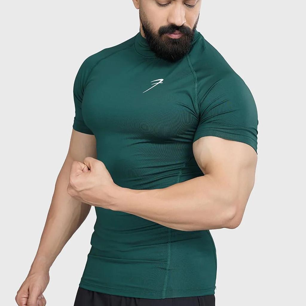 High Neck Compression T-shirt Emerald