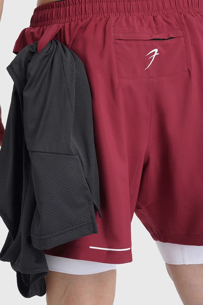 2 in 1 Mesh Shorts Maroon — photo 4