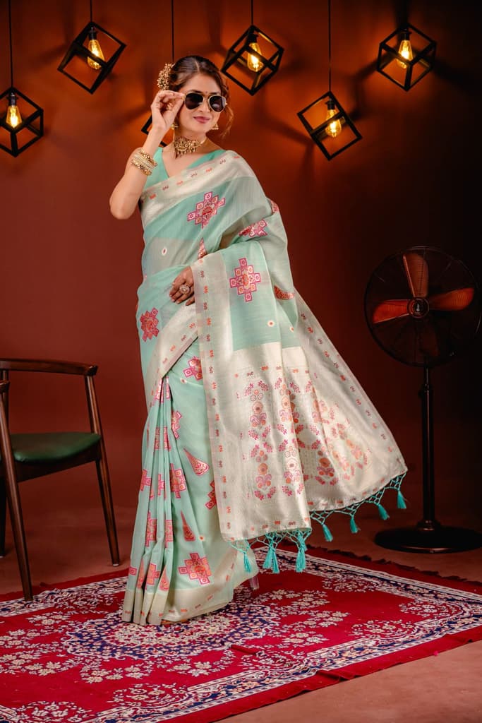 Mimosa Women's Woven Design Banarasi Style Art Silk Saree With Blouse Piece : SA00001792RMFREE — photo 7
