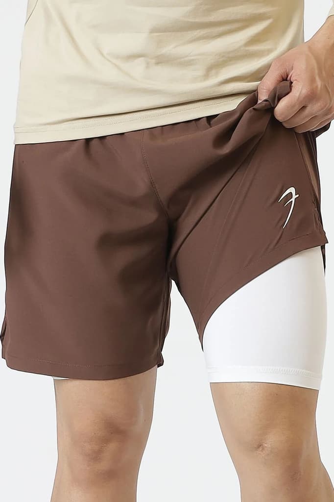 2 in 1 Compression Shorts Brown — photo 5