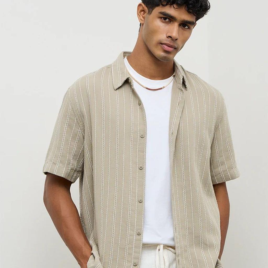 ETA Light Sage Nature-Inspired Relaxed-Fit Cotton Shirt