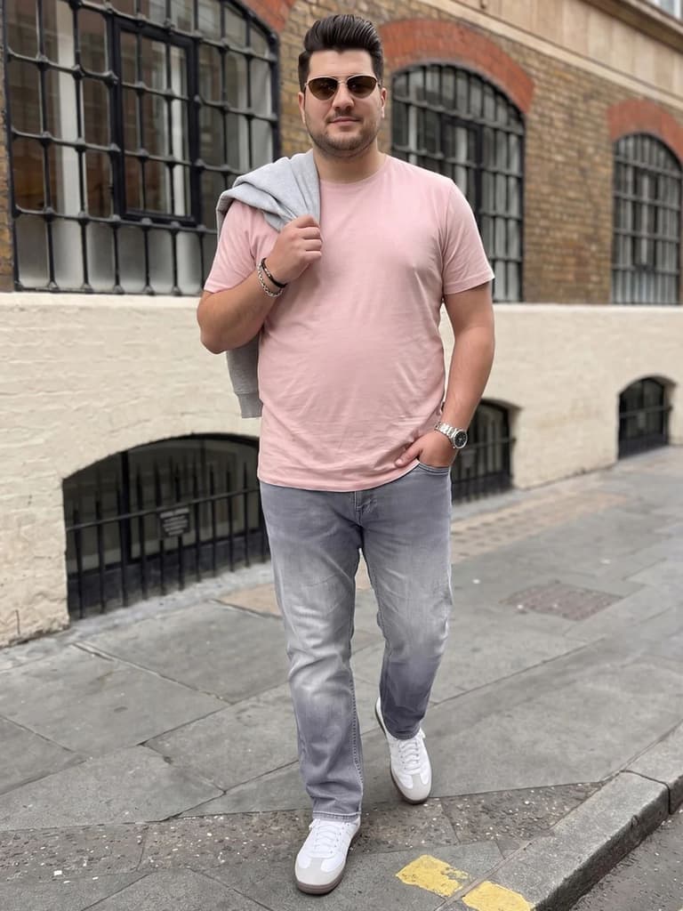 Plus Men's Ice Grey Relaxed Fit Washed Denim Jeans Non-Stretchable — photo 4