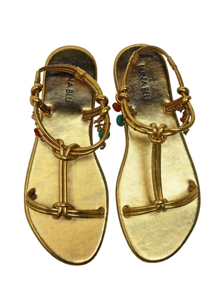 LUNA BLU Gold Multi Charm Metallic Slingback Sandals — photo 3