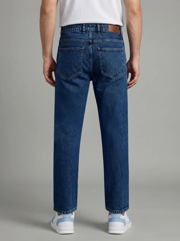 Men's Blue Relaxed Fit Washed Denim Jeans Non-Stretchable — photo 3
