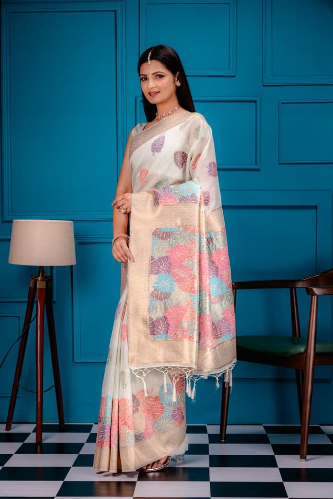 Mimosa Women's Woven Design Banarasi Style Art Silk Saree With Blouse Piece : SA00001787RMFREE — photo 4