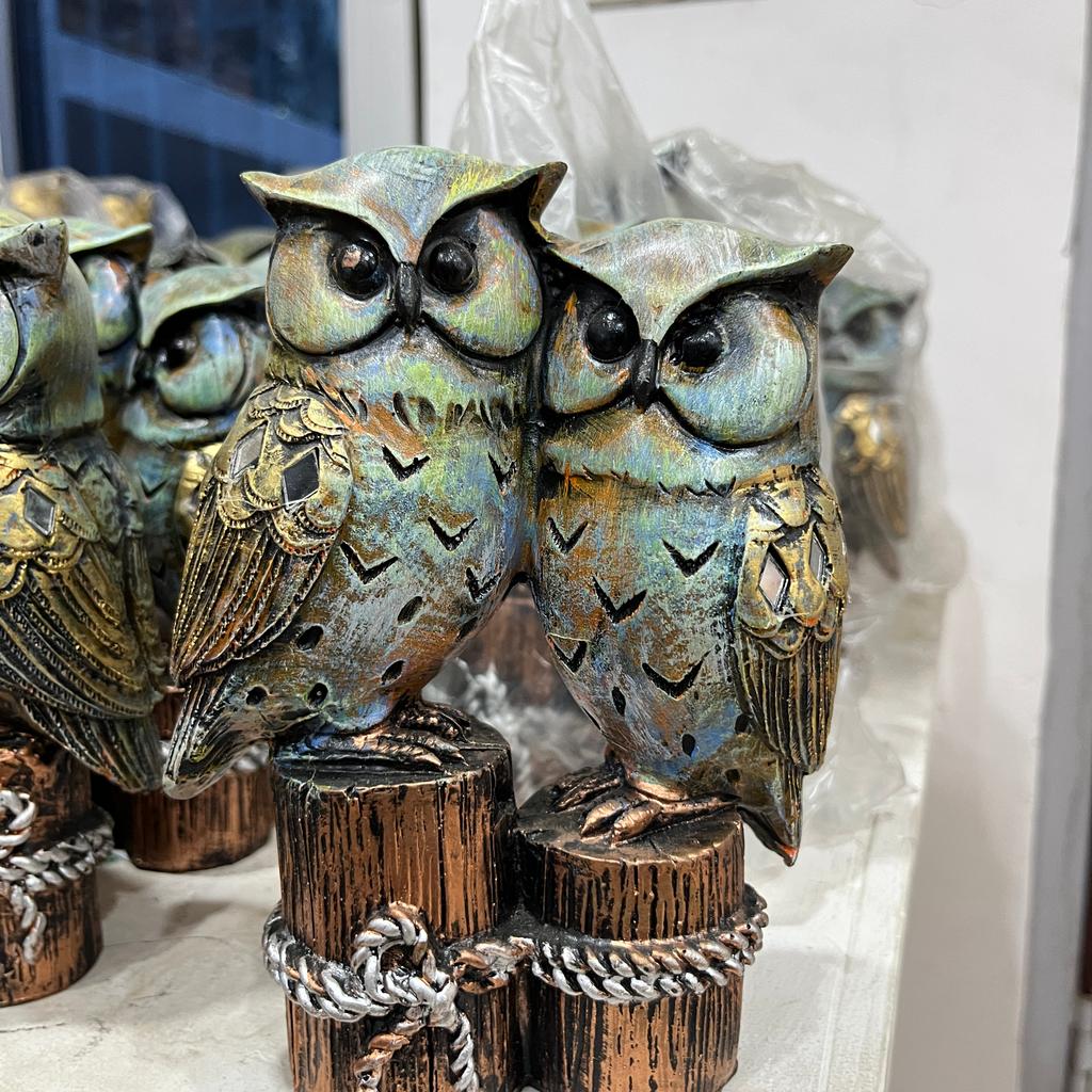 Owl Figurine | Statue | Wood | Brown