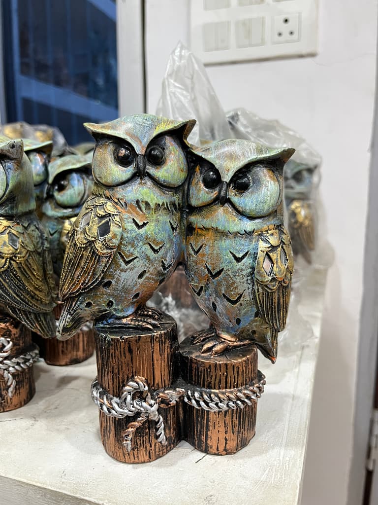 Owl Figurine | Statue | Wood | Brown