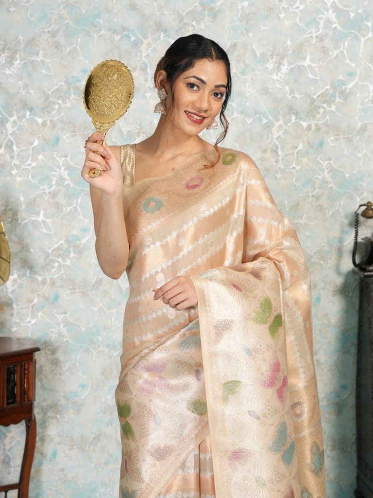 Mimosa Women's Woven Design Banarasi Style Art Silk Saree With Blouse Piece : SA00002065CKFREE — Chiku